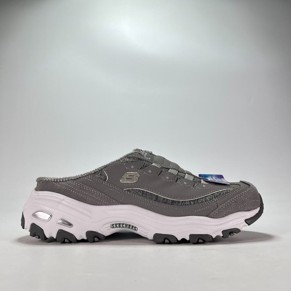Skechers D'Lites Resilient Grey White Slip On Mules Sneakers 11940 Women's Sz 10